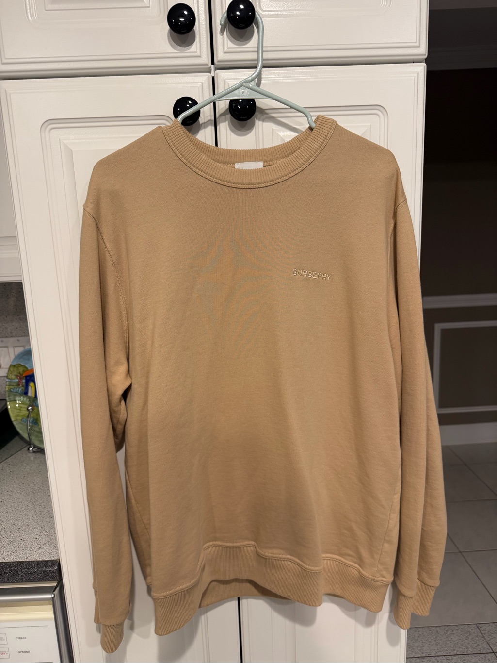 Burberry Men's Crewneck Sweater In Camel Tan